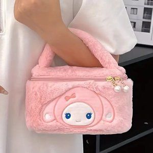 My Melody Purse Bag Sanrio Pink Plush Zip Pearls Make Up Hello Kitty Rave Emo